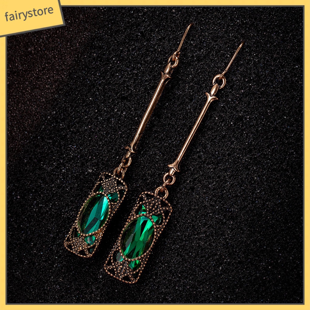 1 Đôi Bông Tai Dài Đính Đá Zircon Lấp Lánh