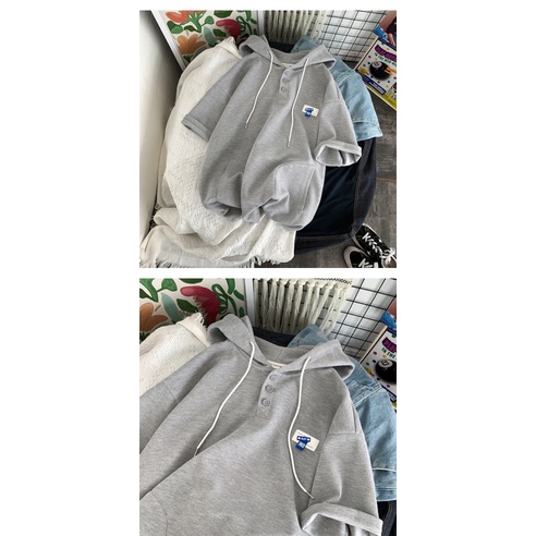 Áo Thun Nam Có Nón Tay Ngắn Phong Cách Hong Kong Thời Trang Mùa Hè