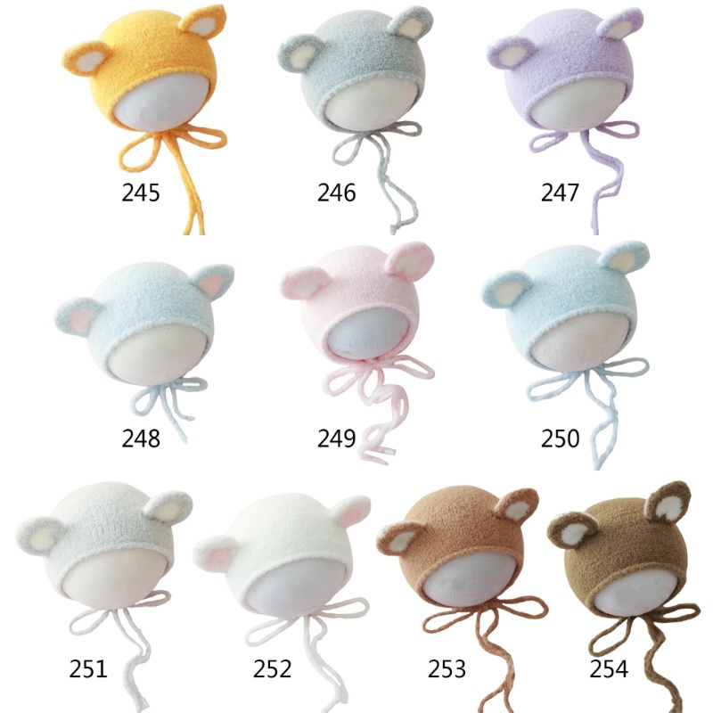 Mũ Beanie Dệt Kim Đính Tai Dễ Thương Dùng Làm Đạo Cụ Chụp Ảnh Cho Bé Sơ Sinh