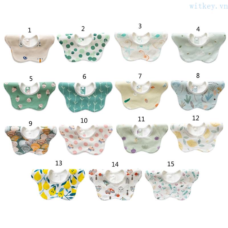 Yếm Ăn Cotton Mềm Mại Chống Thấm Nước Có Thể Xoay 360 Độ Dành Cho Bé