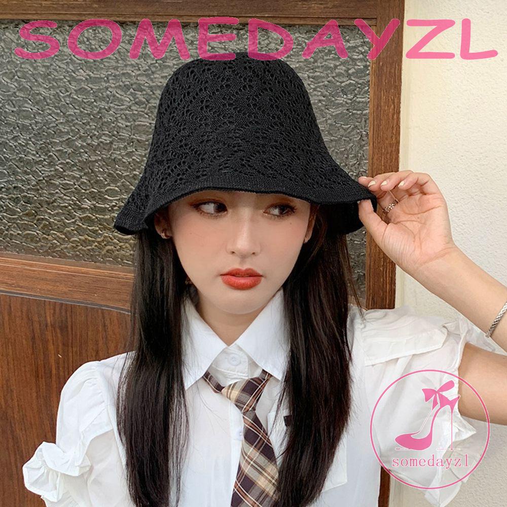 Nón Tai Bèo Dệt Kim Rỗng Chống Nắng Phong Cách Thường Ngày Cho Nữ