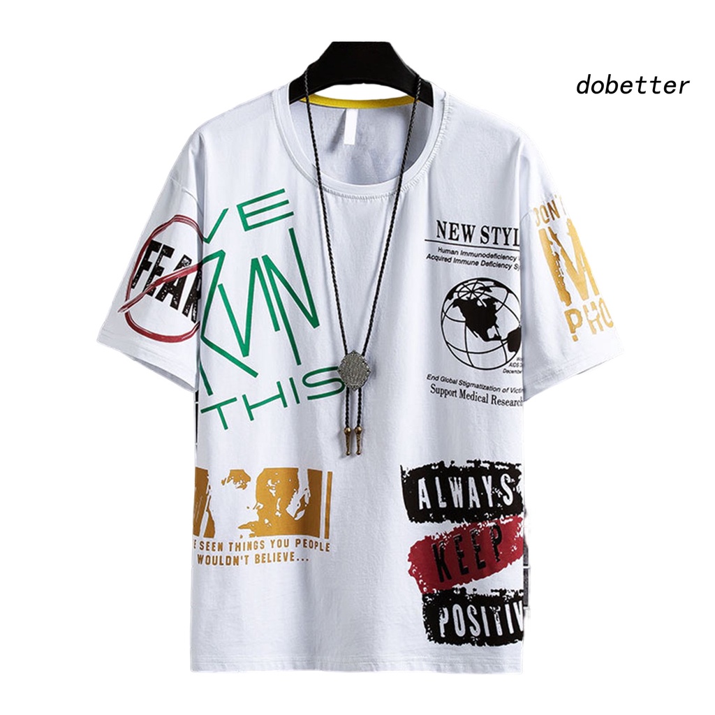Áo Thun Tay Ngắn Cổ Tròn Thoáng Khí In Chữ Phong Cách Hip Hop Thời Trang Mùa Hè Cho Nam