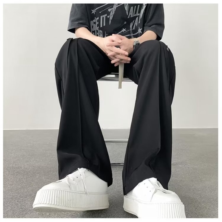 Quần Dài Vải Lụa Lạnh Mỏng Dáng Rộng Kiểu Đường Phố Thời Trang Mùa Hè Cho Nam
