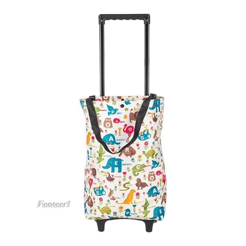 1 [Fenteer1] Túi Mua Sắm Dạng Kéo Có Thể Gập Lại Nhỏ Gọn Cho Nhà Bếp Siêu Thị Gia Đình