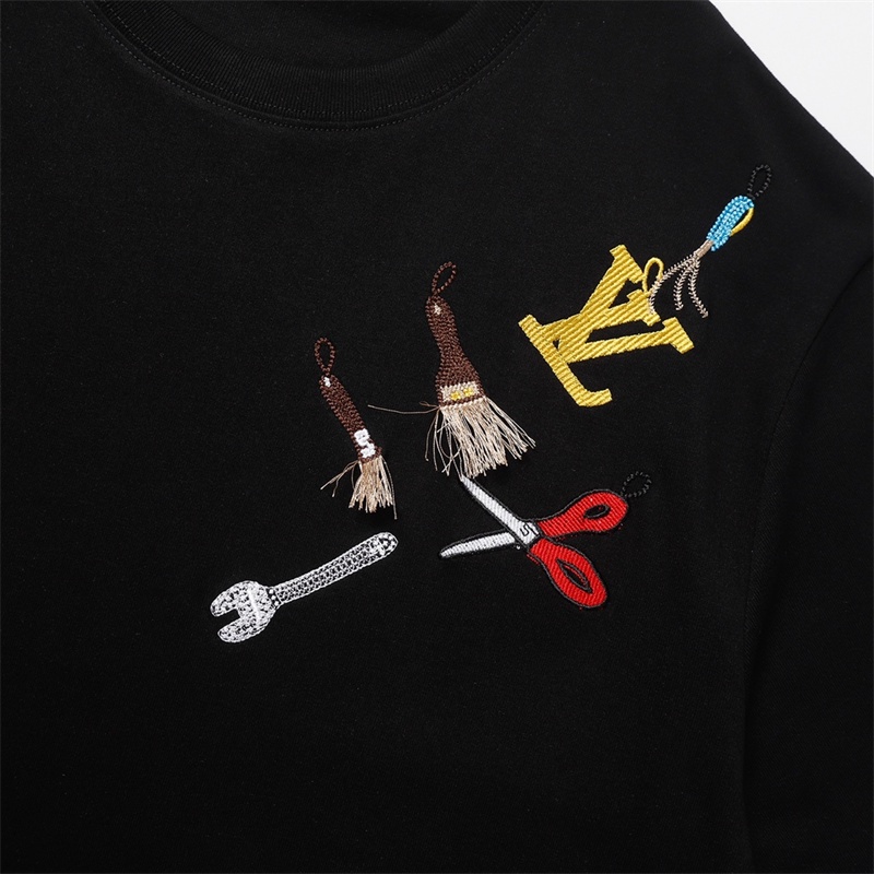 Phụ Kiện Thời Trang Chữ L Chất Lượng Cao ✂️ Áo Thun Ngắn Tay Dáng Rộng Thêu Họa Tiết Xinh Xắn Chất Lượng