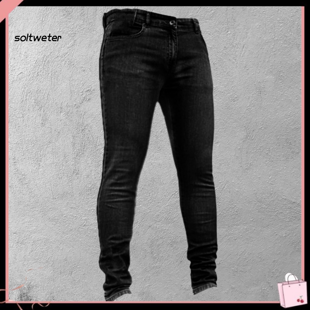 Quần Jean Dài Dáng Ôm Màu Đen Nhiều Túi Phong Cách Đường Phố Cá Tính Cho Nam