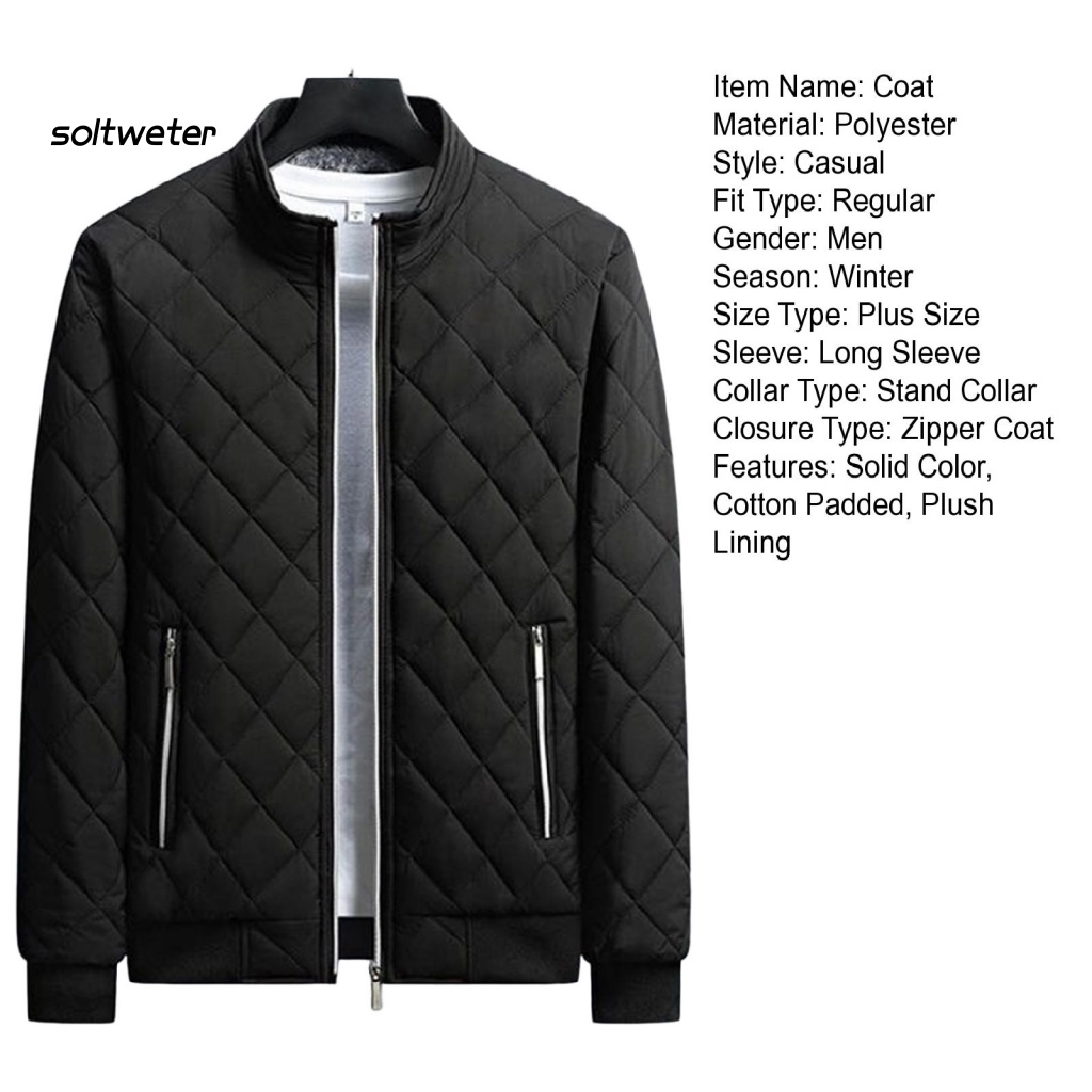 Áo Khoác Bomber Lót Cotton Màu Trơn Chống Lạnh Plus Size Cho Nam