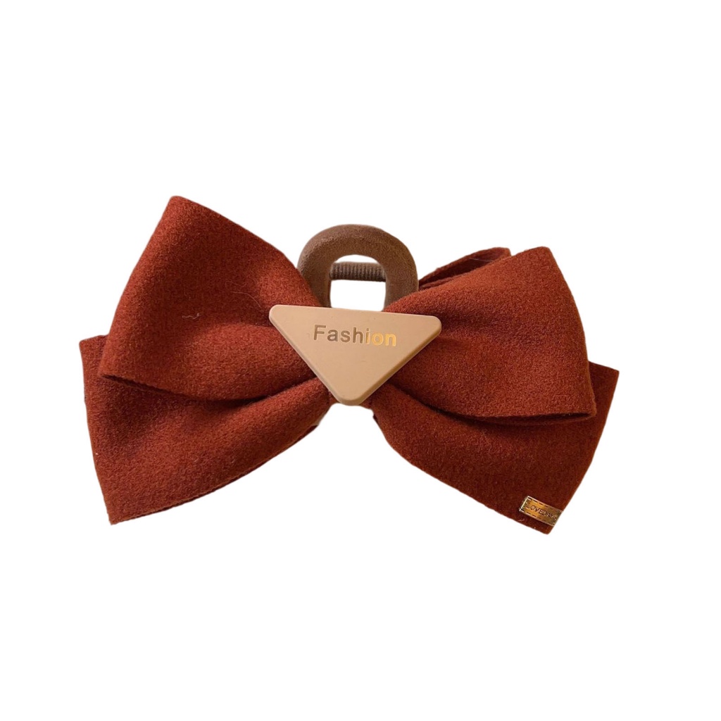 Kẹp Tóc Càng Cua Đính Nơ Vải Hai Mặt Màu Đục Phong Cách Hàn Quốc Cho Nữ