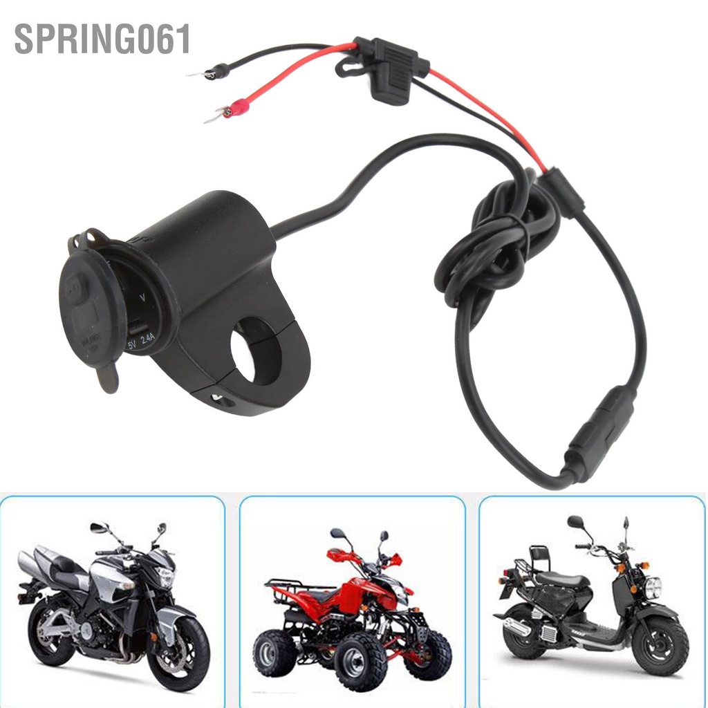 Spring061 Sạc USB Xe Máy Công Tắc Độc Lập 12V Nhanh Màn Hình Hiển Thị Kỹ Thuật Số Điện Áp Chống Nước 2.4A Cho Tính Bảng GPS