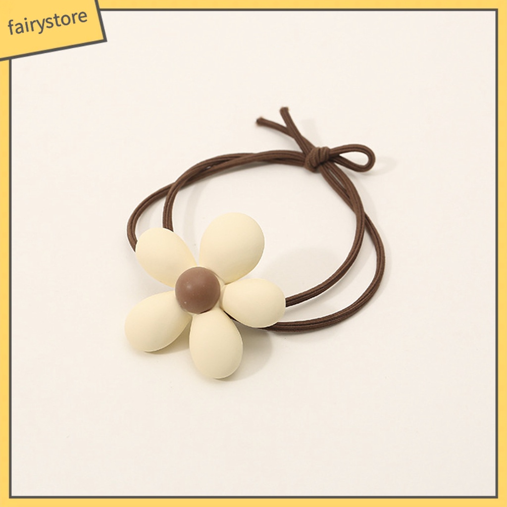 Dây Cột Tóc Co Giãn Mặt Nhám Đính Hoa Hoạt Hình Dễ Thương