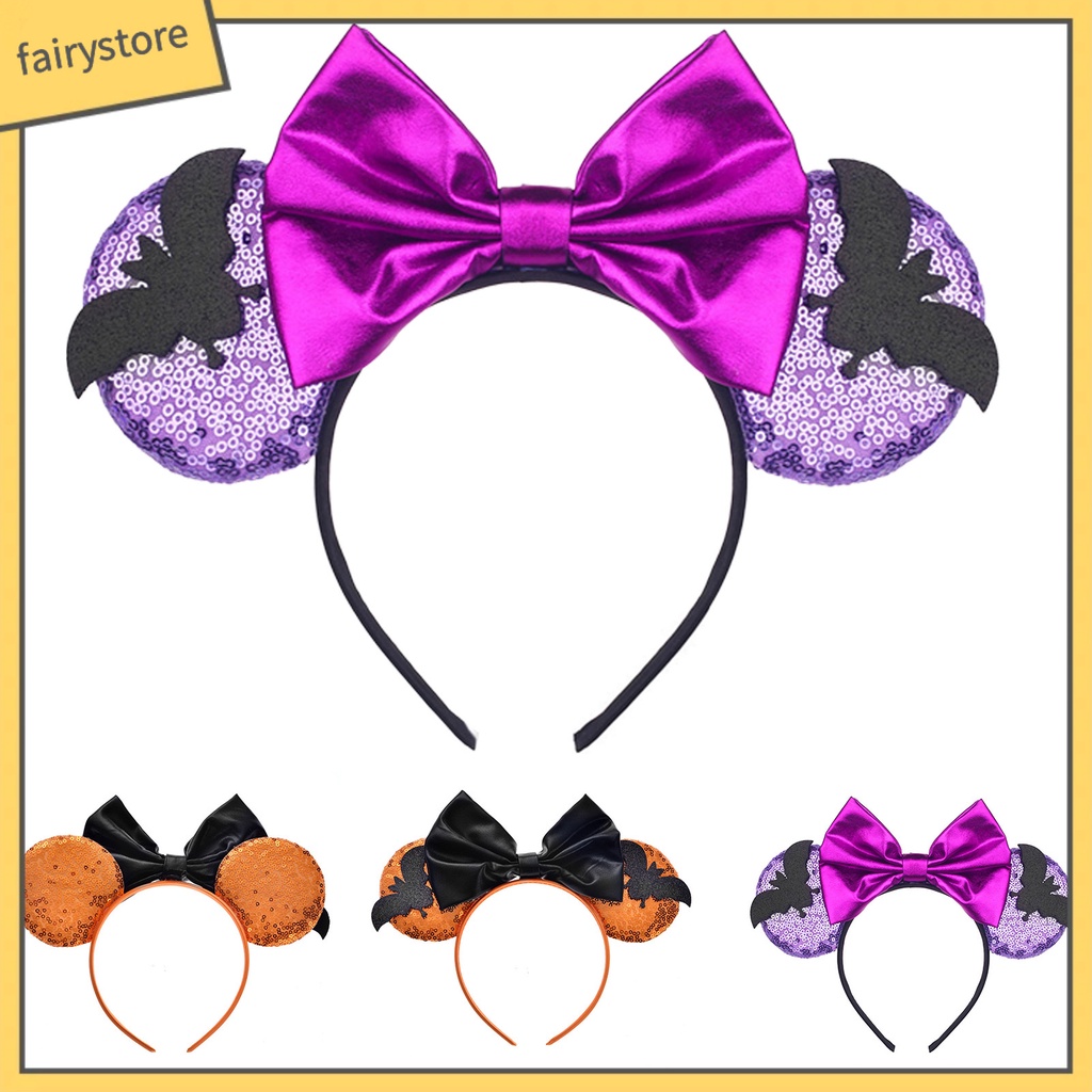 Băng Đô Cài Tóc Hình Nơ Đính Kim Sa Màu Sắc Tương Phản Trọng Lượng Nhẹ Có Thể Tái Sử Dụng Cho Tiệc Halloween