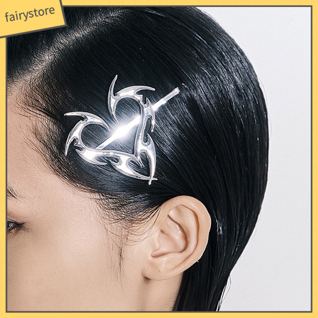 [FRO] Kẹp Tóc Dạng Phi Tiêu Hình Học Trái Tim Màu Bạc Phong Cách Hip Hop Cá Tính Tinh Tế Tốt Cho Cuộc Sống Hàng Ngày