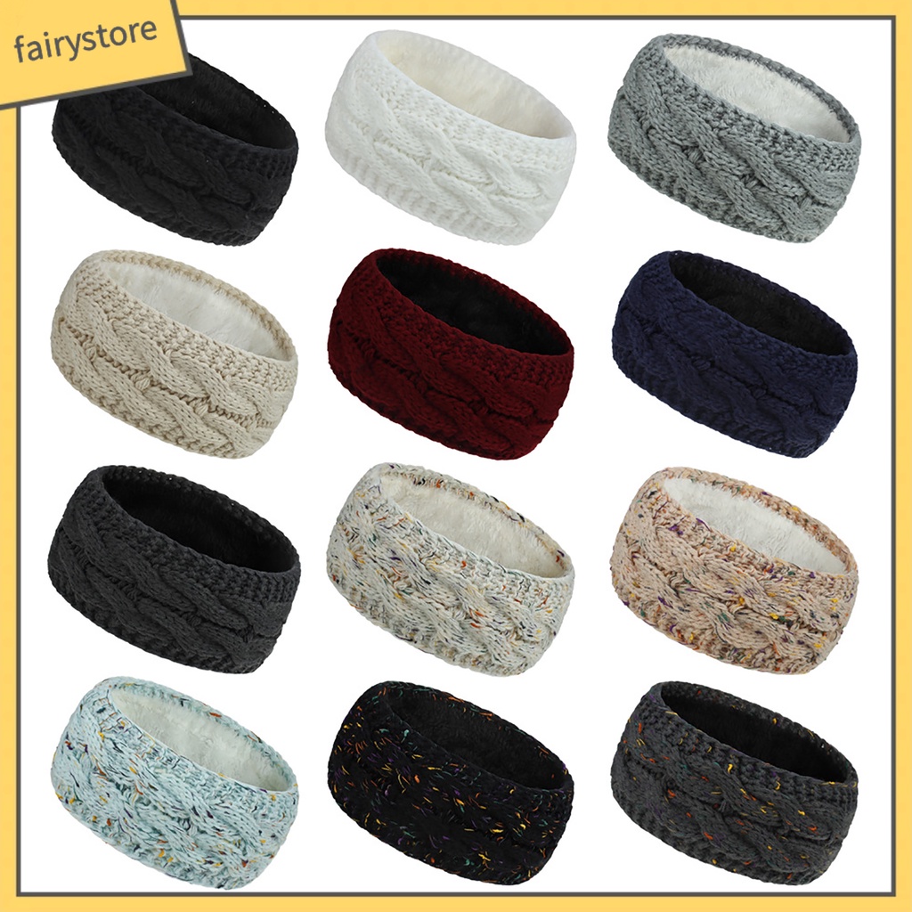 Băng Đô Len Dệt Kim Co Giãn Giữ Ấm Mùa Thu Đông Cho Nữ