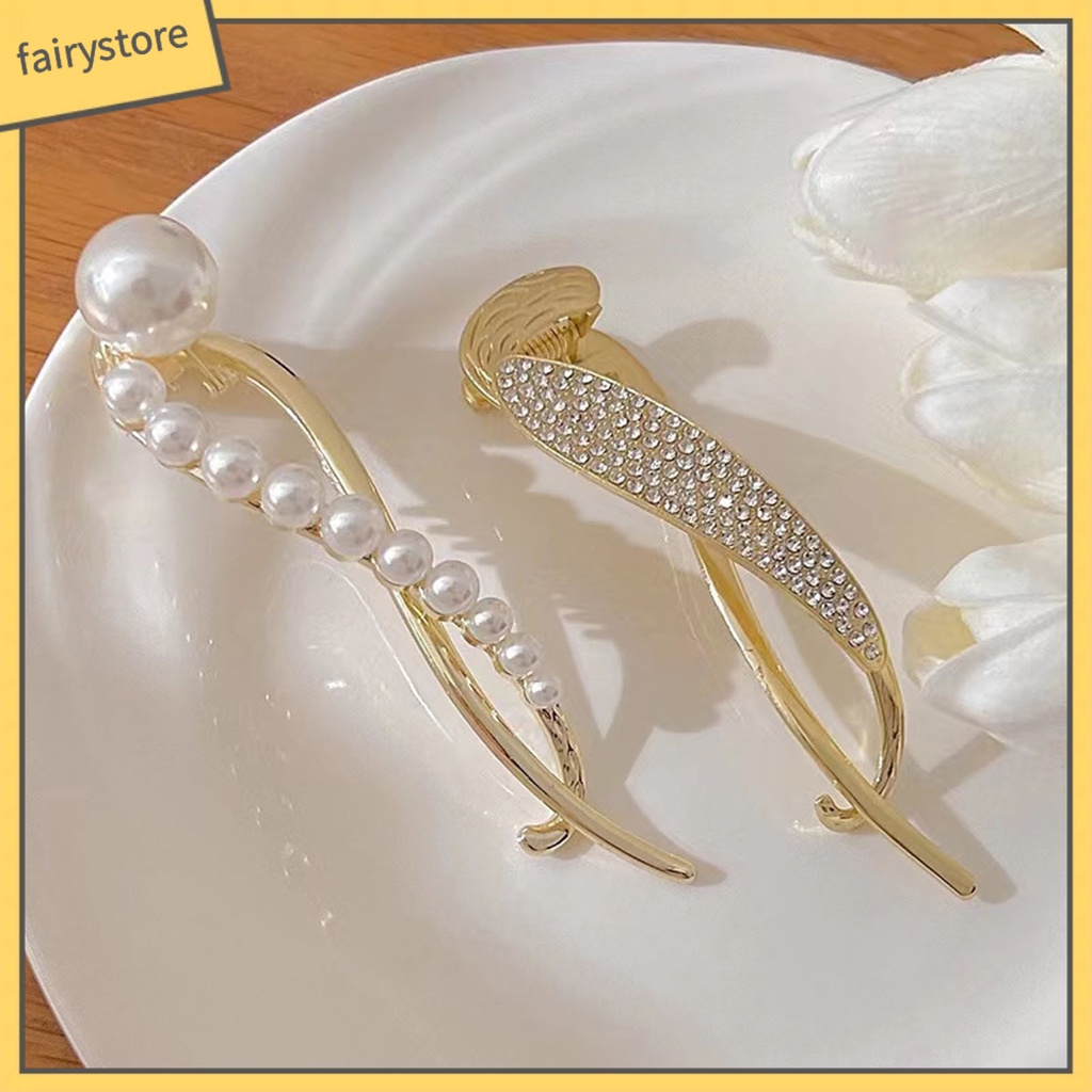 Kẹp Tóc Hình Chữ S Đính Ngọc Trai Giả Mạ Vàng Thời Trang Cho Nữ