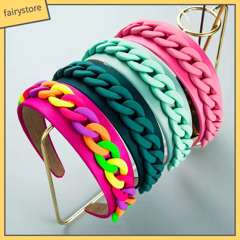 Băng Đô Cài Tóc Dạng Chuỗi Màu Sắc Macaron Xinh Xắn Cho Nữ