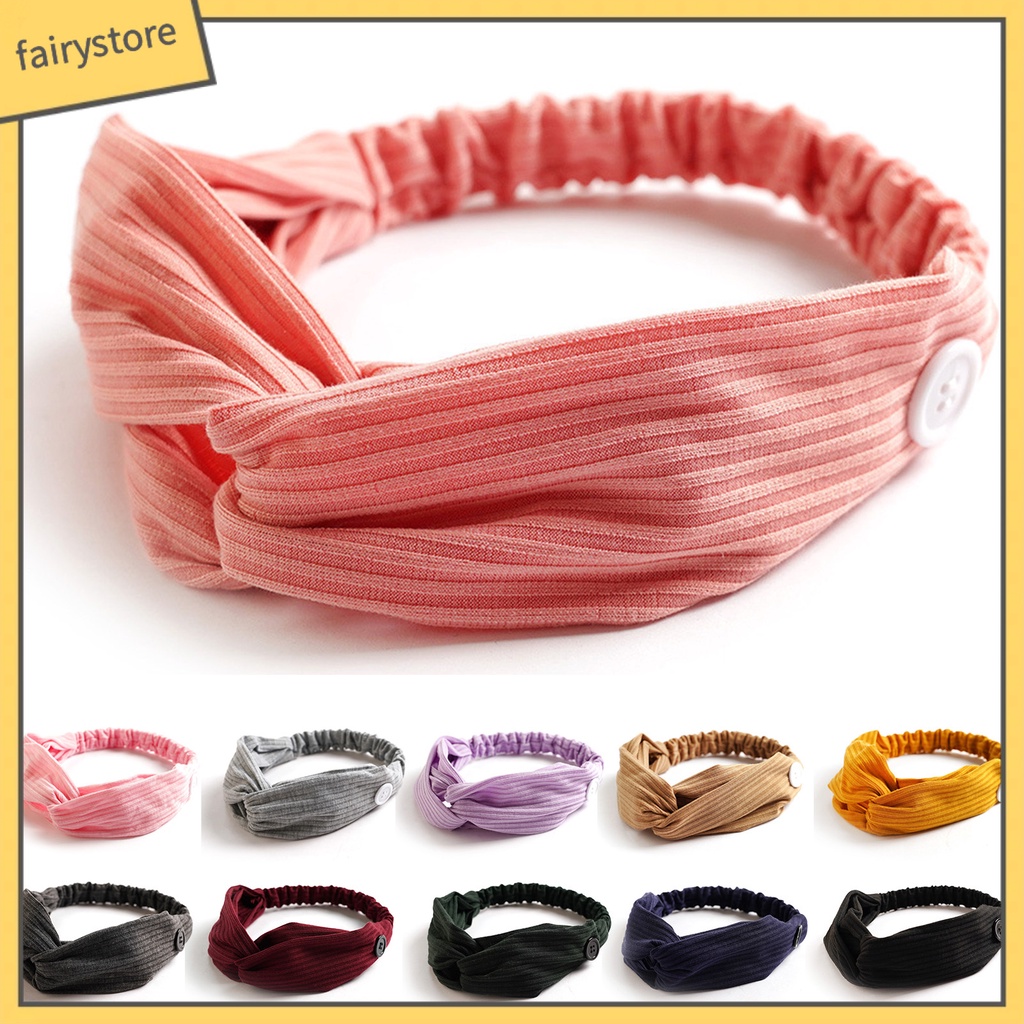 Băng Đô Thắt Nút Co Giãn Tốt Màu Trơn Xinh Xắn Cho Nữ
