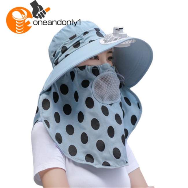 Mũ Chống Nắng Kèm Quạt Bảo Vệ Cổ Chống Tia Uv Có Thể Sạc Lại Dùng Khi Leo Núi