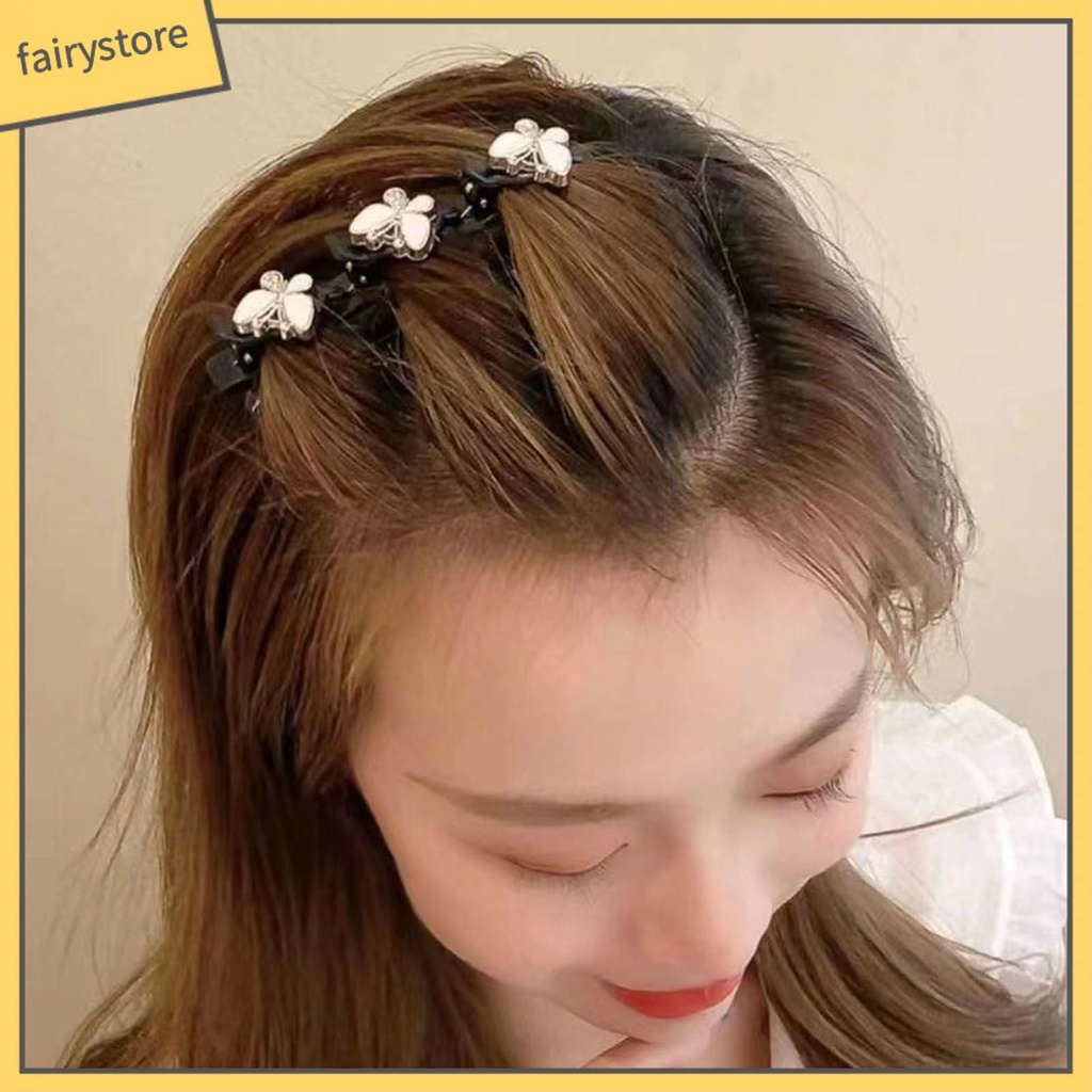 Set 1 / 6 Kẹp Tóc Hình Bướm Đính Ngọc Trai Giả Chống Trượt Trang Trí Tóc