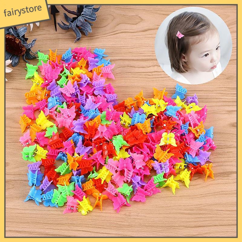 Set 30 Kẹp Tóc Nhựa Hình Bướm Màu Sắc Đơn Giản Cho Bé