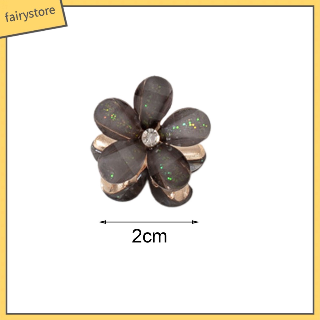 Set 2 Kẹp Tóc Kim Loại Hình Hoa Đính Đá Màu Sắc Tươi Sáng