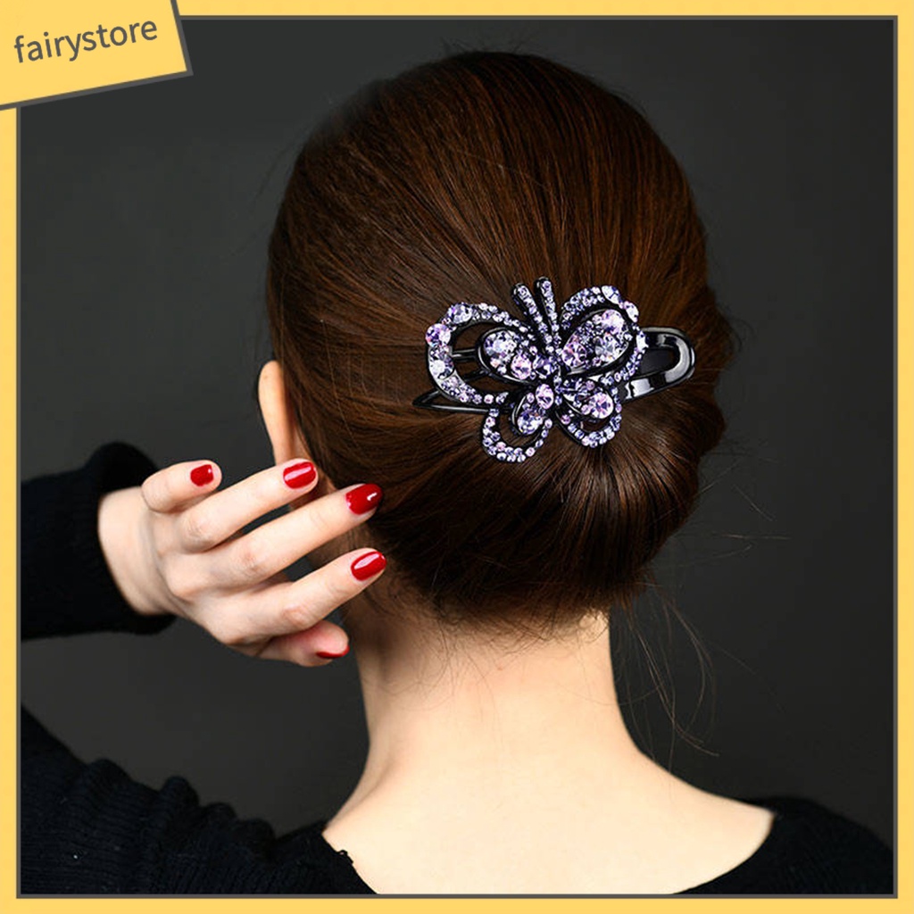 Kẹp Tóc Hình Bướm Đính Đá Chống Trượt Màu Sắc Tươi Sáng Ngọt Ngào