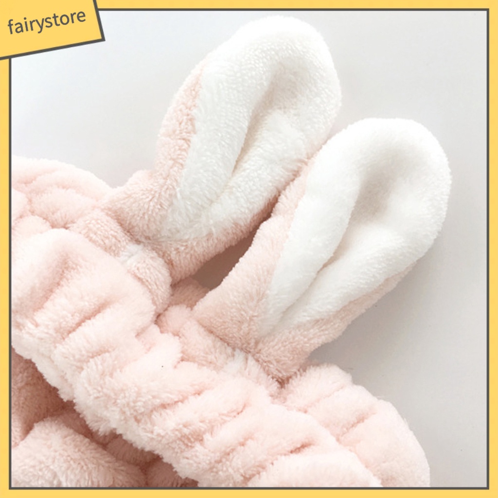 Băng Đô Cài Tóc Tai Thỏ Bằng Vải Bông Co Giãn Dễ Thương Dành Cho Nữ