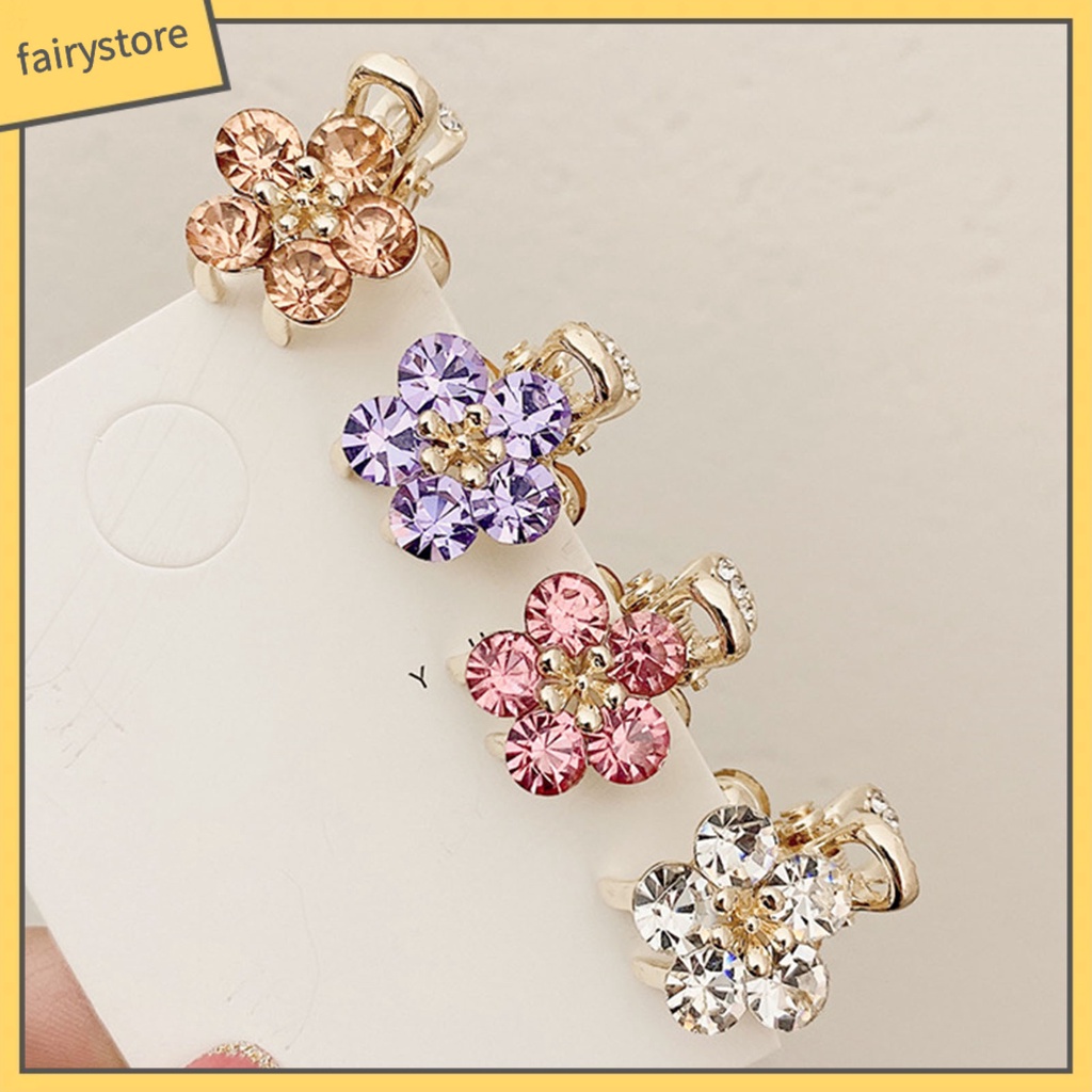 [FRO] Kẹp Tóc Mái Chéo Hình Hoa Đính Đá Lấp Lánh Đơn Giản Dành Cho Trẻ Em