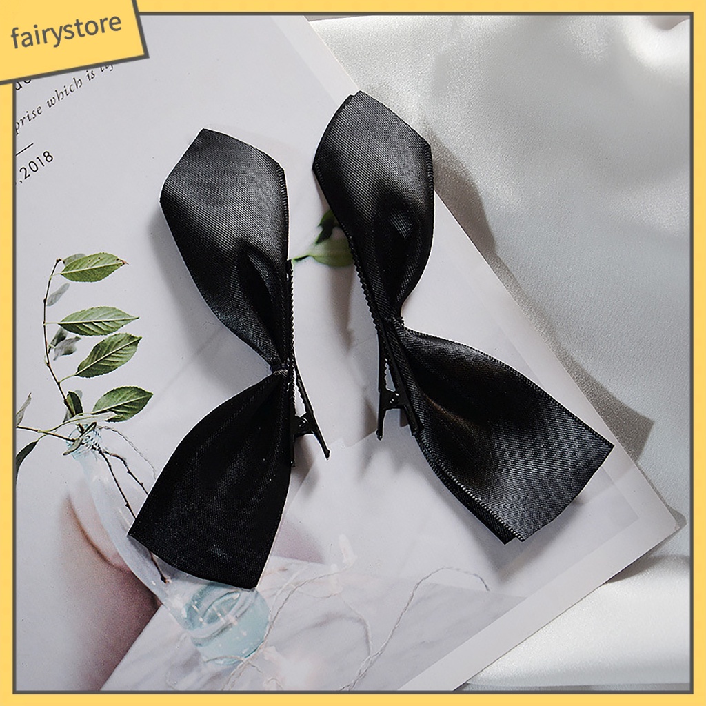 Kẹp Tóc Hình Nơ Co Giãn Màu Trơn Đơn Giản Dành Cho Nữ