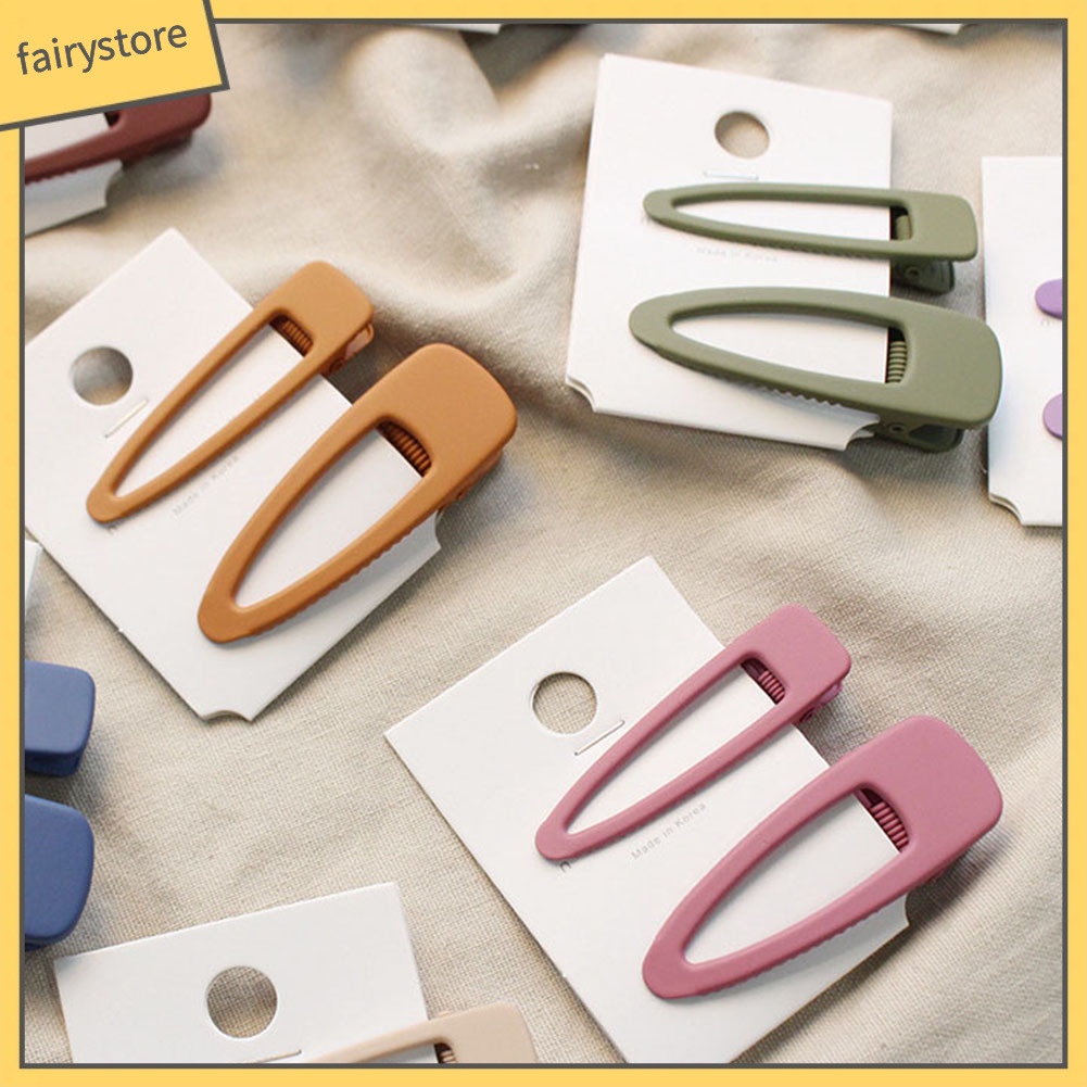 Set 2 Kẹp Tóc Kim Loại Màu Sắc Tinh Khiết Cho Bé Gái