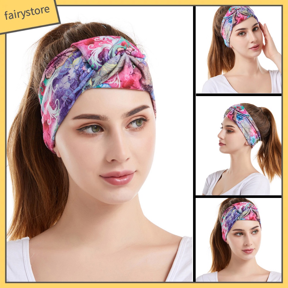 Băng Đô Cài Tóc Thắt Nút Họa Tiết Hoa Dùng Rửa Mặt / Trang Điểm Cho Nữ