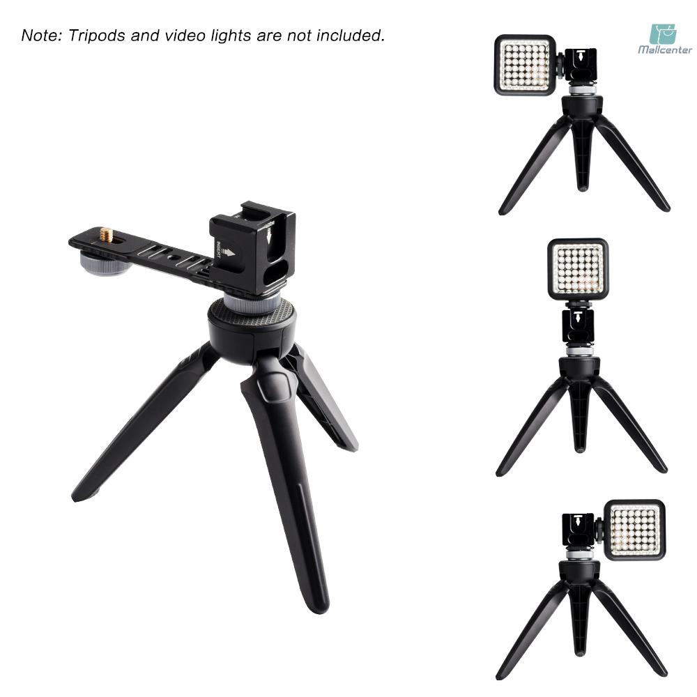 Universal Aluminium Alloy Gimbal Extention Bar Bracket Adapter with 4 Cold Shoe Mount 1/4 Inch Screw Adapter for LED Video Light Microphone for Zhiyun Smooth Series FeiyuTech Vimble 2 DJI Osmo Mobile