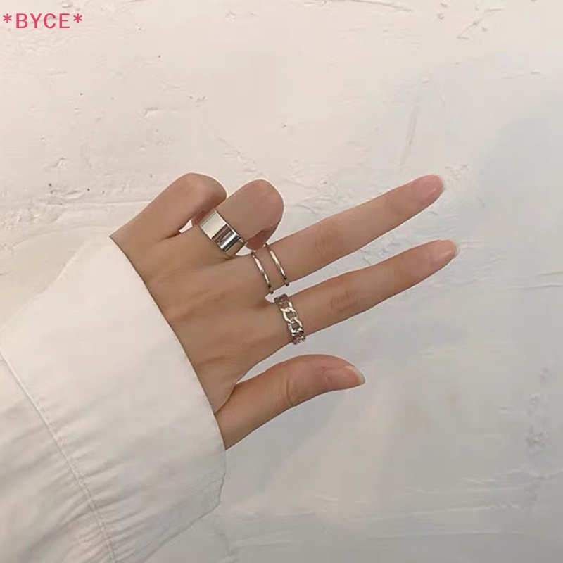 Bộ 3 Nhẫn Màu Bạc Phong Cách Hip Hop Thời Trang Cho Nam Và Nữ Mới