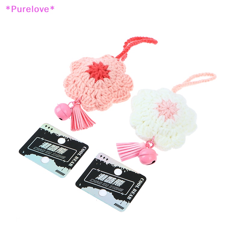 Móc Khóa Hình Hoa Anh Đào Đan Len Thủ Công Phối Tua Rua Xinh Xắn Mới