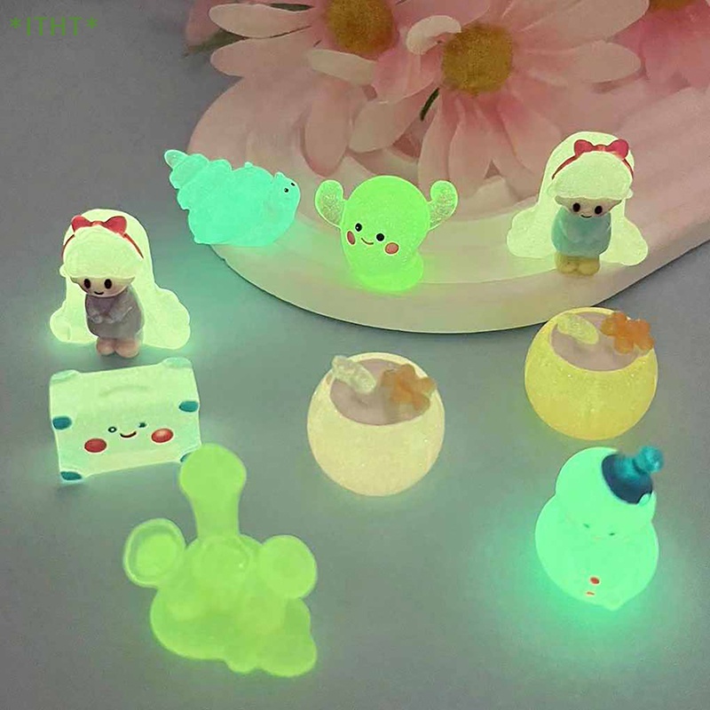 Bộ 3 Mô Hình Ốc Sên / Xương Rồng / Lâu Đài / Trái Dừa Dạ Quang Mini Bằng Nhựa