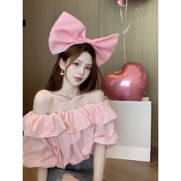 COZOK Áo peplum Trễ Vai Tay Phồng Ngắn Gợi Cảm Cho Nữ