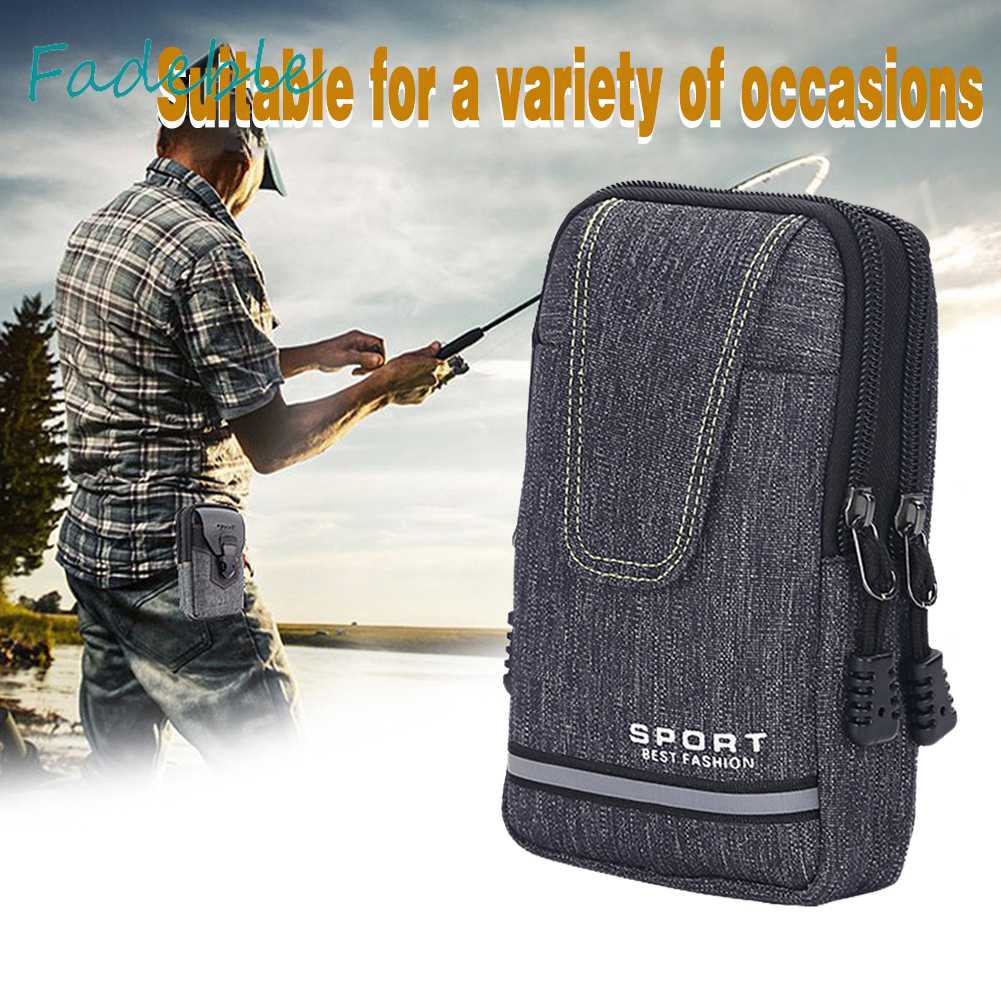 Túi Đựng Điện Thoại Đeo Thắt Lưng Bằng Vải Oxford Kẻ Sọc Phản Quang Cho Nam