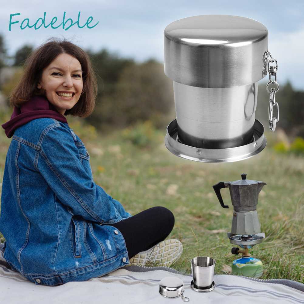 Cốc Uống Nước Bằng Thép Không Gỉ Có Thể Gấp Gọn Tiện Dụng Mang Theo Du Lịch