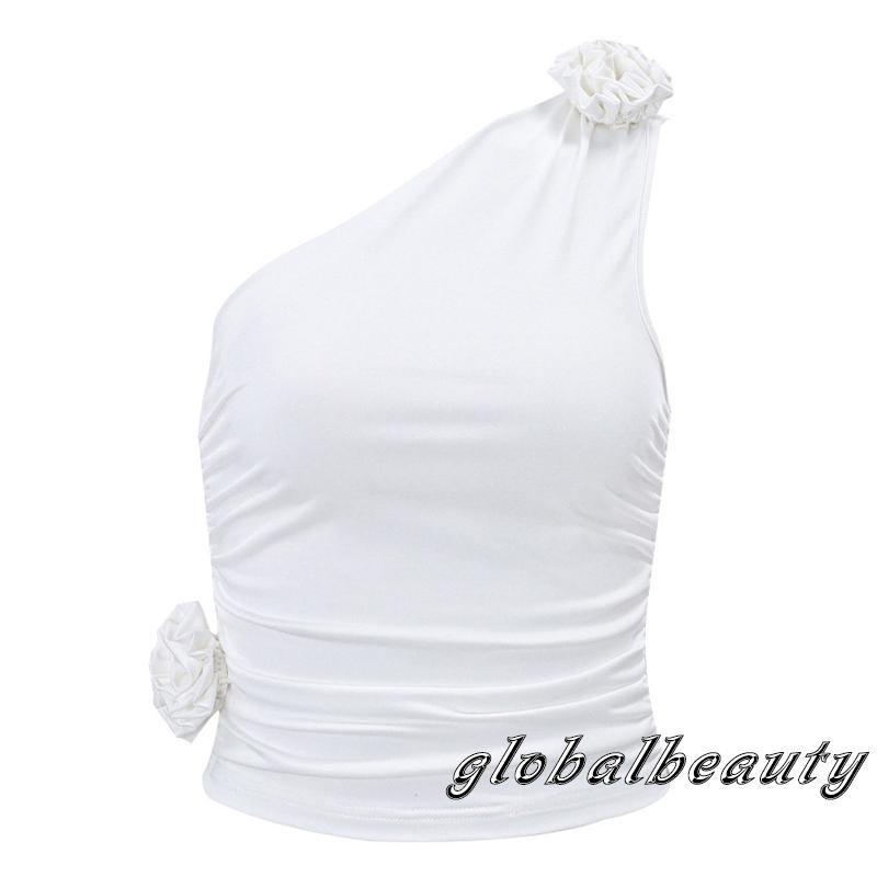 Áo Tank Top Hai Dây Màu Trơn Họa Tiết Hoa Hồng 3D Thời Trang Cho Nữ