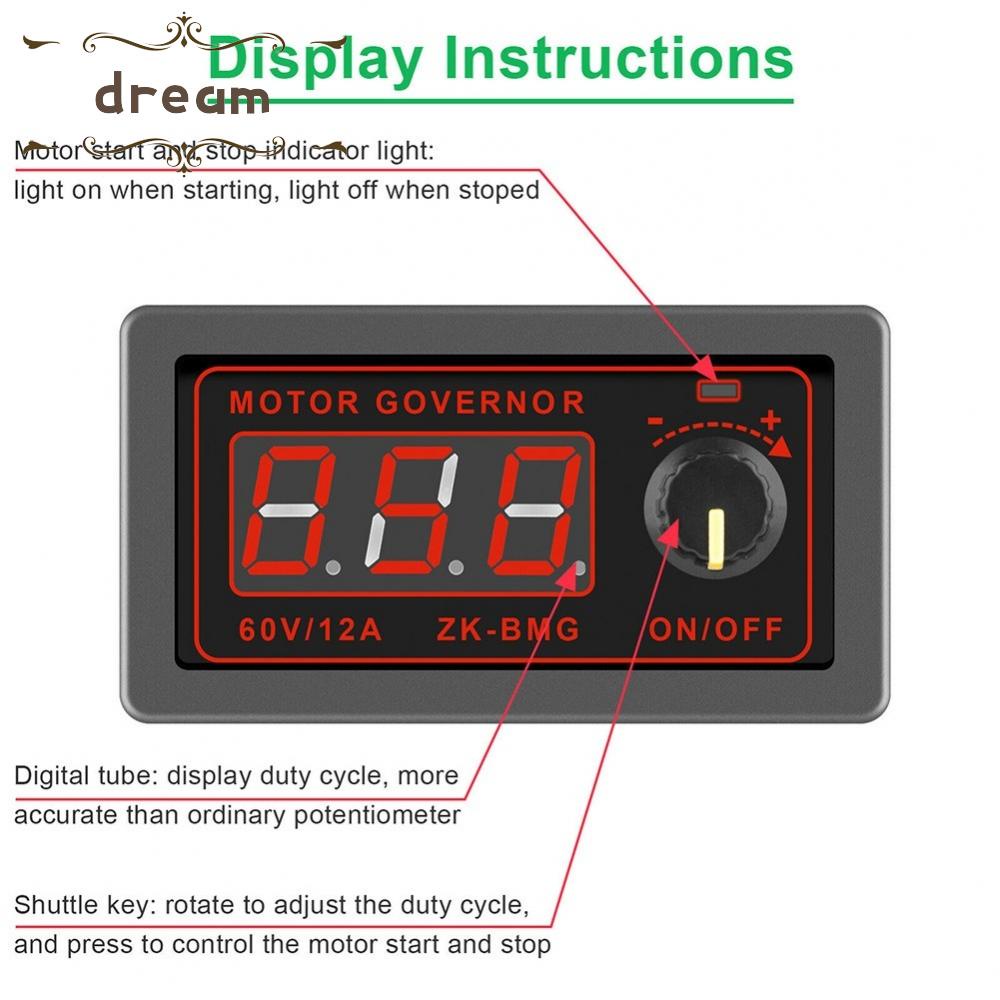 【DREAMLIFE】DC 9-60V 12A Motor PWM Speed Controller 500W Adjustable Speed Regulator Switch