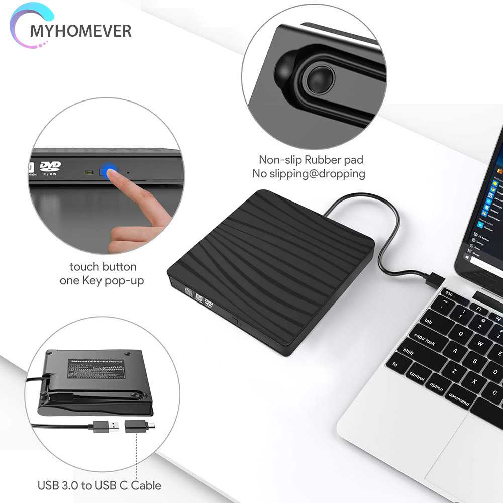 Ổ Đĩa Quang Ngoài USB 3.0 Type-C DVD Cho Laptop Notebook