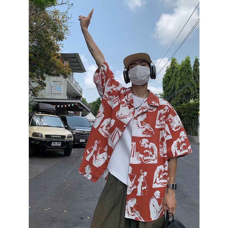 Toàn Bộ Áo Sơ Mi Ngắn Tay Thoáng Khí In Họa Tiết Hoa Phong Cách Hip Hop Mỹ Thời Trang Mùa Hè Cho