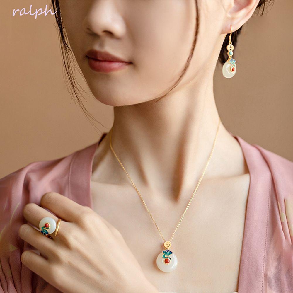 Bông Tai Hình Đám Mây Tráng Men Phong Cách Trung Hoa Cổ Điển Tinh Tế Có Thể Điều Chỉnh