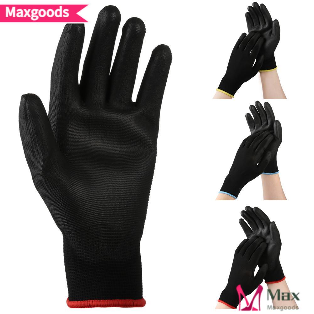 Set 1 / 6 Đôi Găng Tay Làm Việc Bằng Da PU Polyurethane Màu Đen Chống Trượt