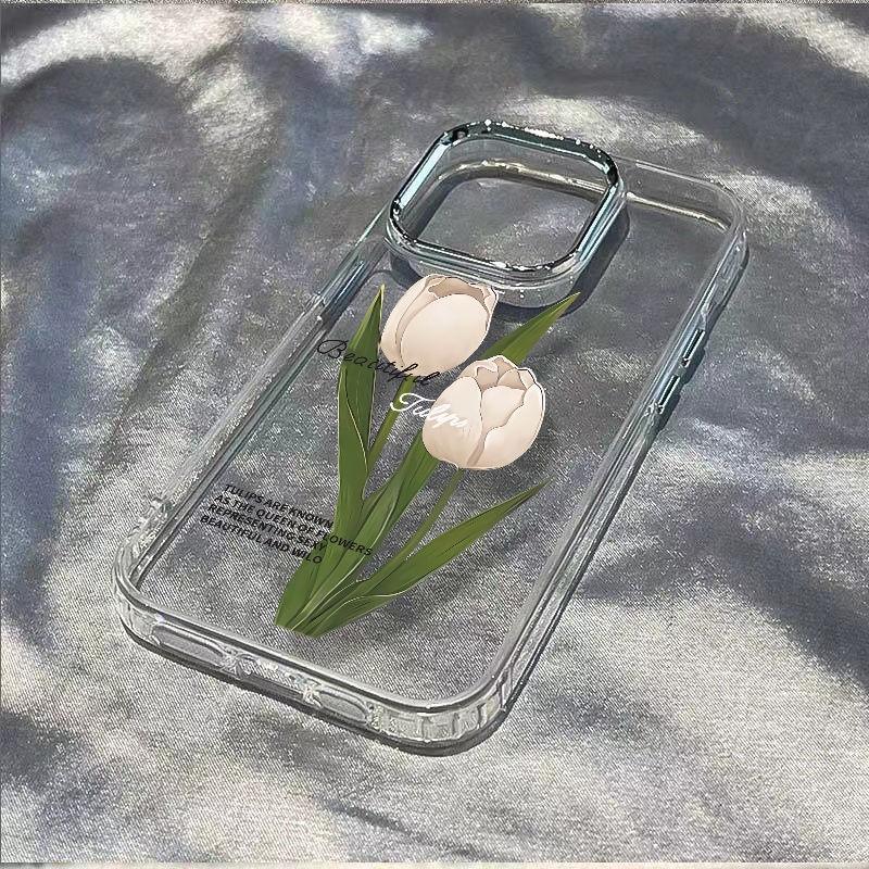 ✅Ốp Điện Thoại Mềm Chống Sốc Họa Tiết Hoa Tulip Cho Iphone 8 / 14Pro max 713 11 12Plus UW5S