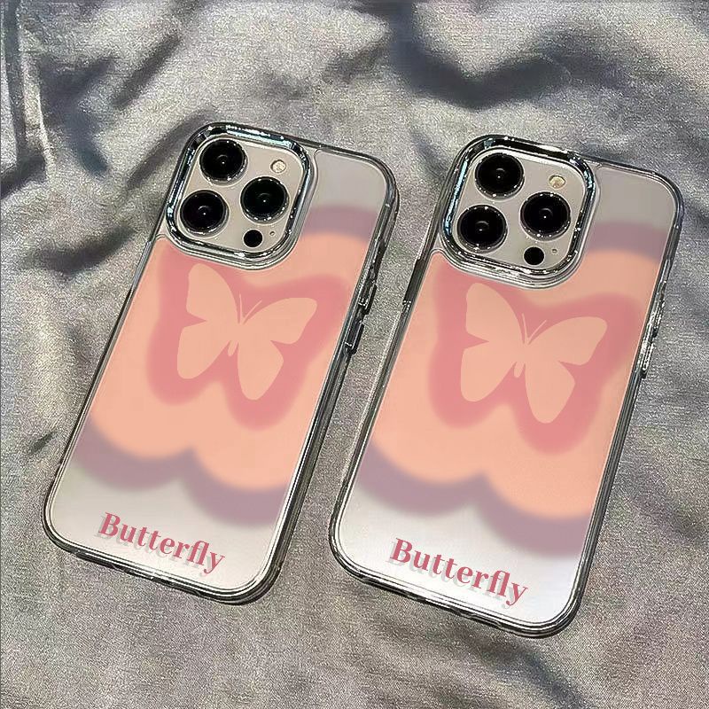 ✅Ốp Điện Thoại Mềm Chống Sốc In Hình Bướm Hồng Đơn Giản Cho Iphone 11 7 plus 8 Iphone1213 / max14pro