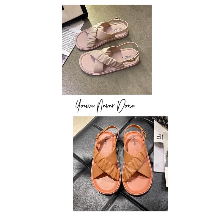 Xăng đan Quai Ngang Màu Cam Thời Trang Mùa Hè 2023 Cho Nữ