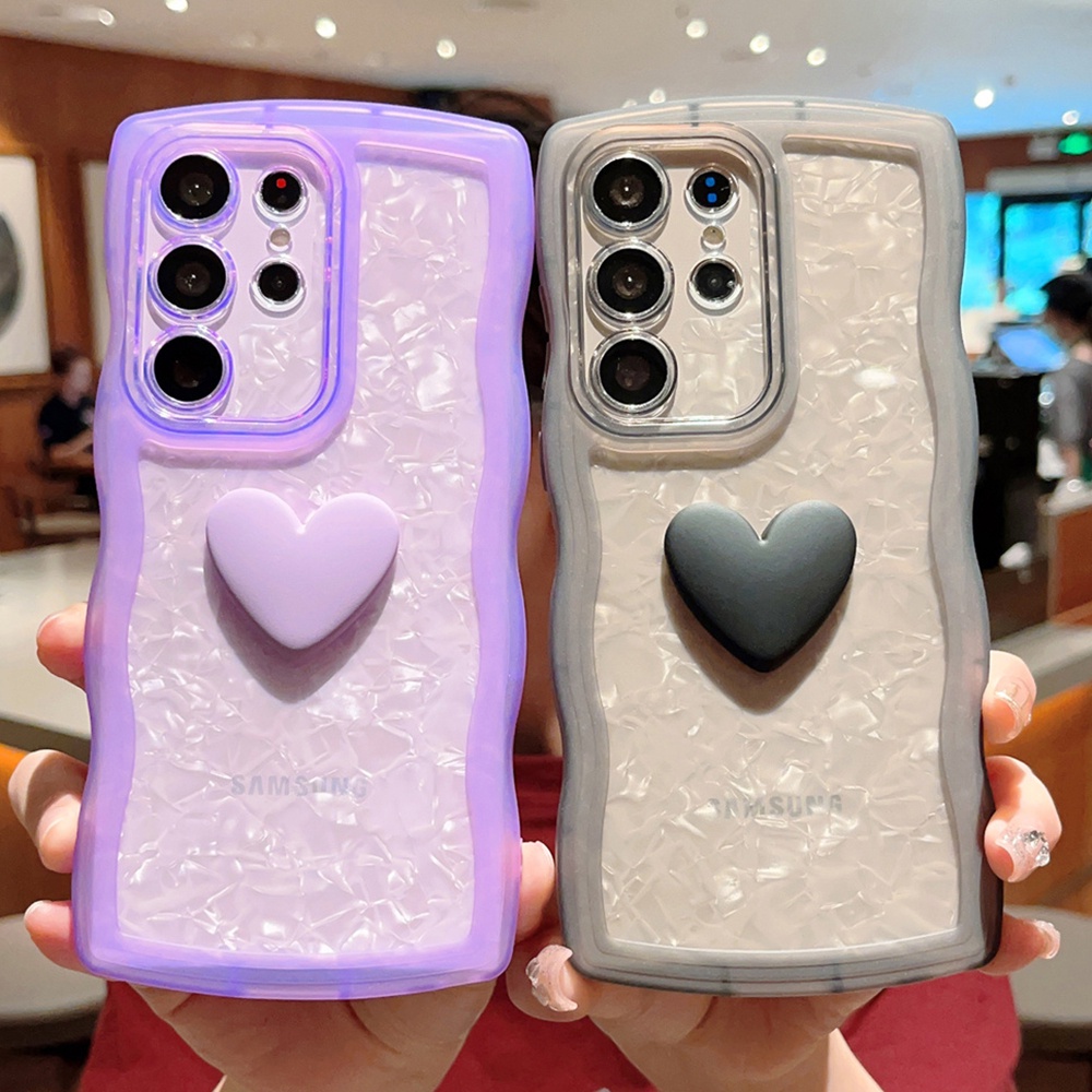 Dễ Thương Ốp Điện Thoại silicone Mềm Trong Suốt Họa Tiết Trái Tim Cho samsung galaxy s23 s22 ultra s21 s20 plus fe