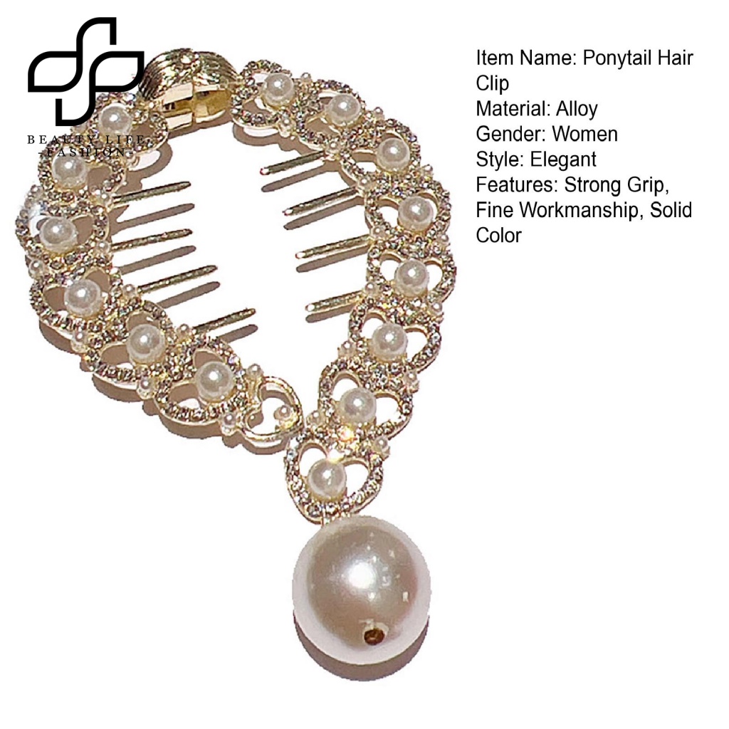 Kẹp Tóc Đính Đá Ngọc Trai Giả Chống Trượt Thời Trang Cho Nữ