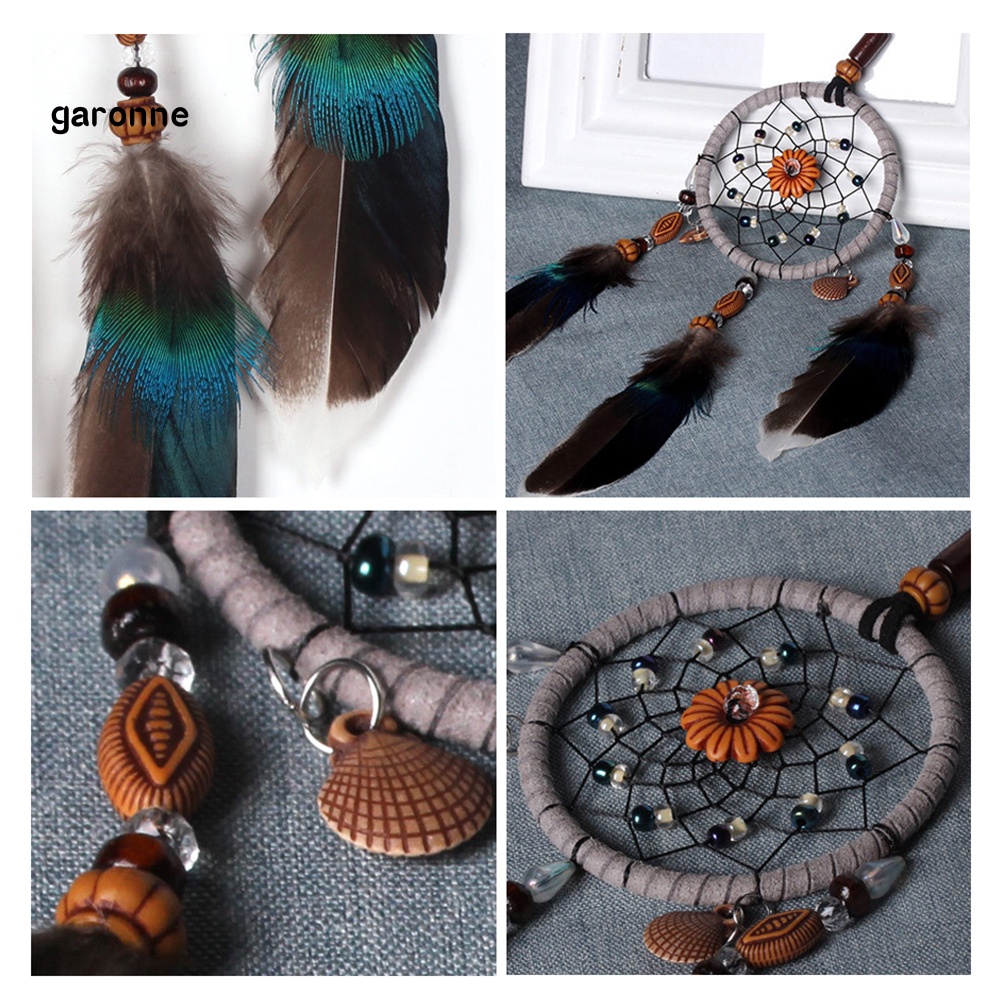 Dreamcatcher Đính Lông Vũ Treo Trang Trí Phong Cách Vintage