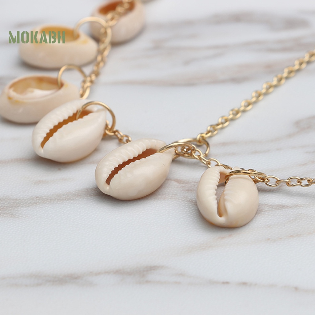[Mok Abh] Vòng Đeo Đầu Dạng Chuỗi Vỏ Sò Tự Nhiên Bằng Kim Loại Dùng Trong Tiệc Cưới